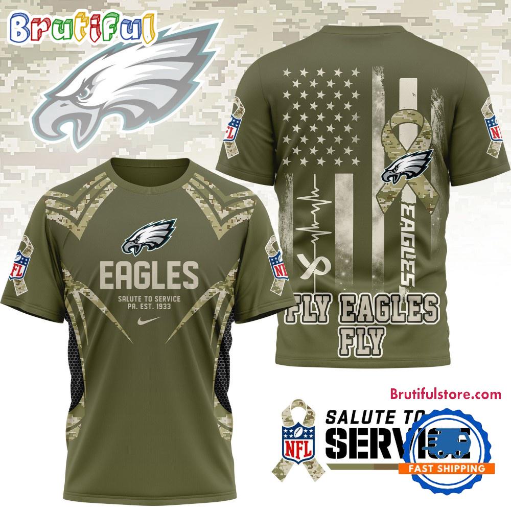 Philadelphia Eagles 2025 NFL Salute to Service Camo All Over Print Shirt