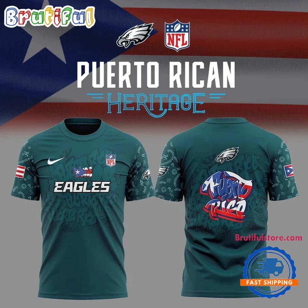 Philadelphia Eagles NFL Puerto Rican Heritage 2025 3D Shirt