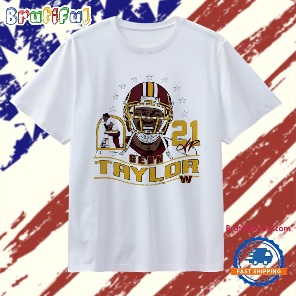 Sean Taylor #21 Washington Commanders Retired Player Signature Caricature T Shirt