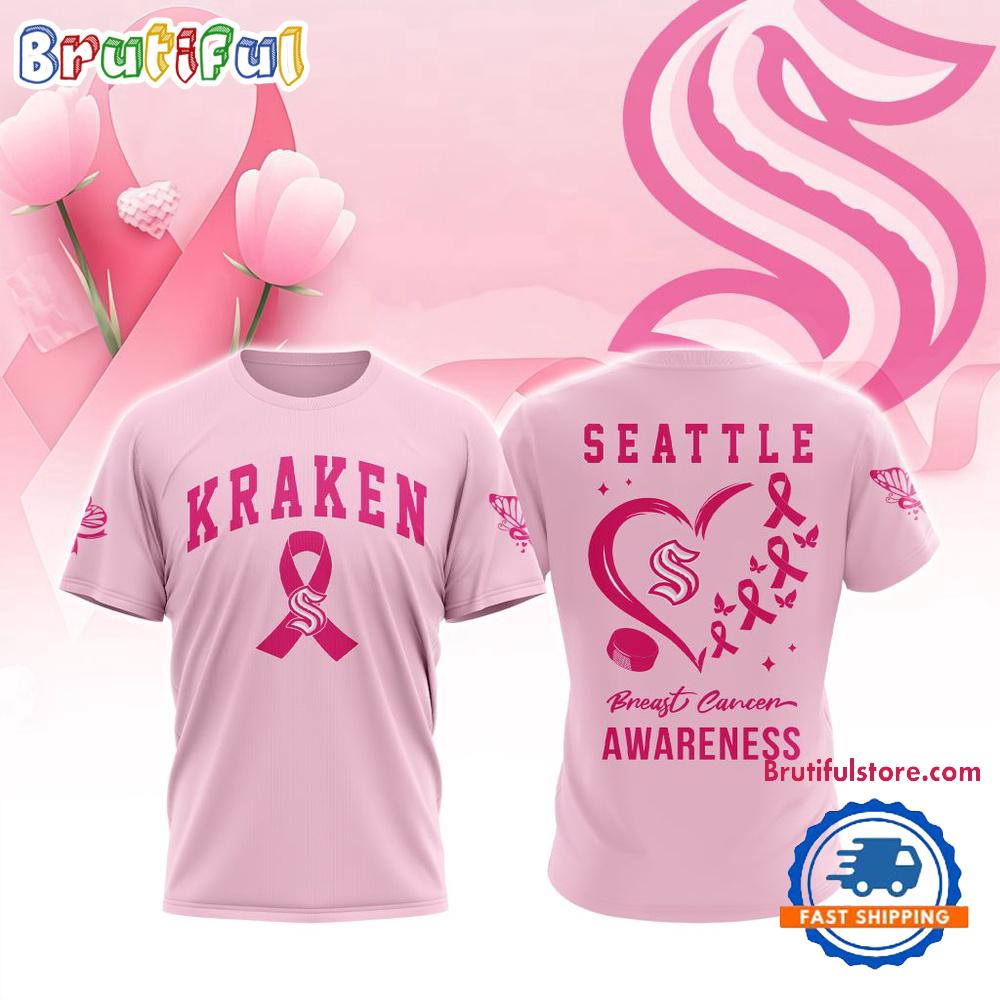 Seattle Kraken 2025 NHL Pink Breast Cancer Awareness All Over Print Shirt