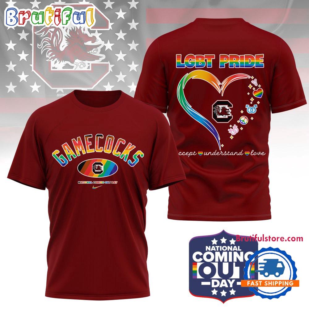 South Carolina Gamecocks 2025 NCAA National Coming Out Day LGBT Pride Unisex 3D Shirt