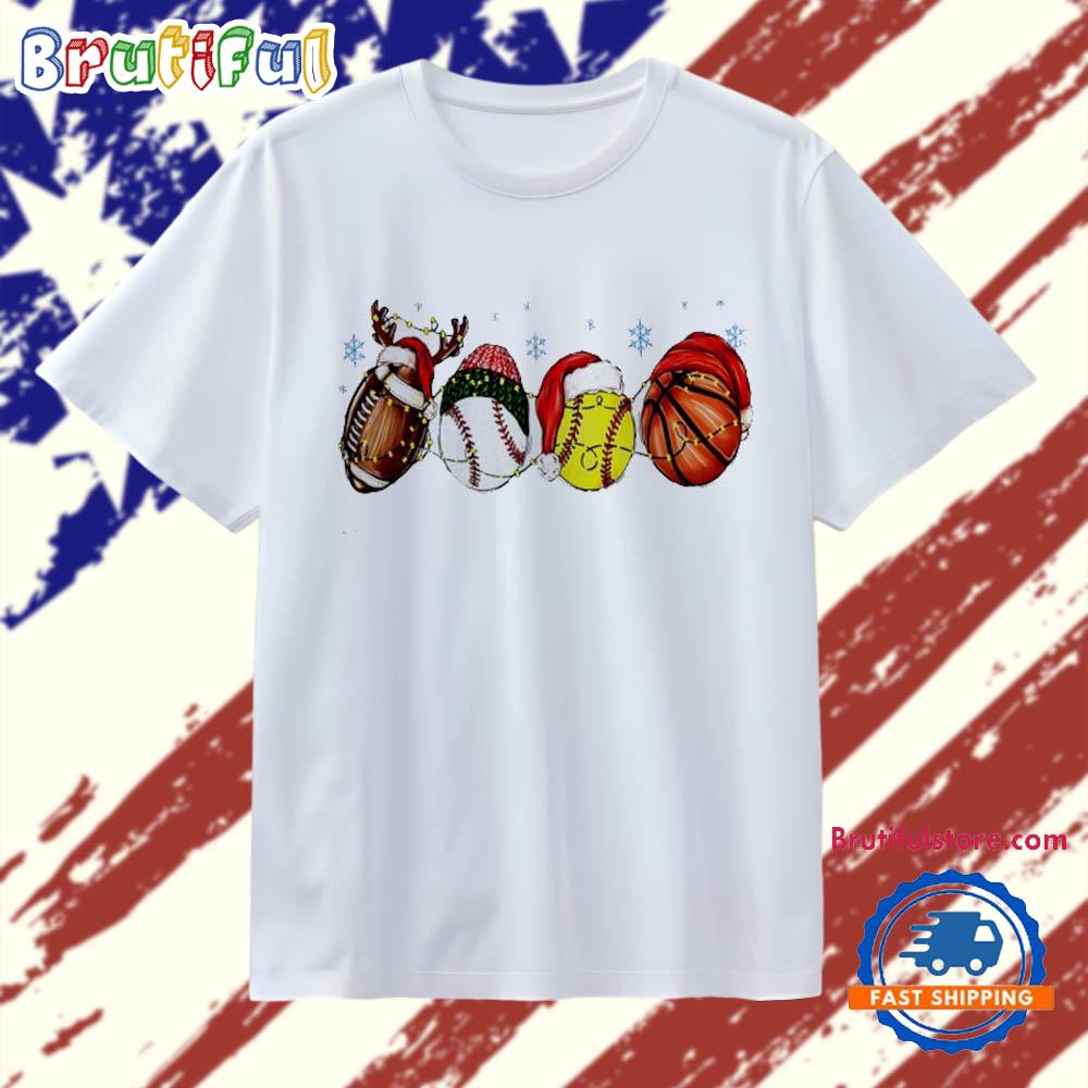 Sport Balls Christmas Lights T Shirt