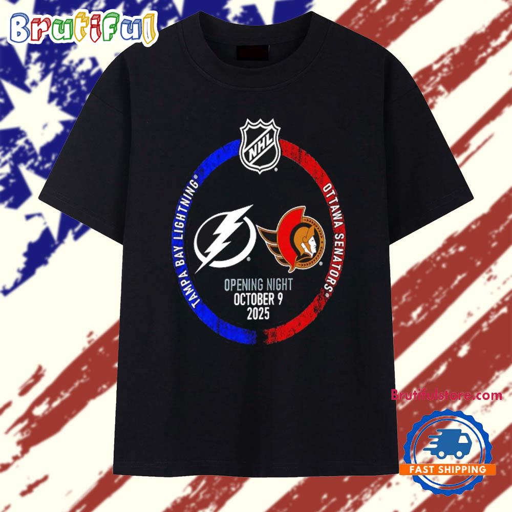 Tampa Bay Lightning vs Ottawa Senators 2025 NHL Opening Night T Shirt