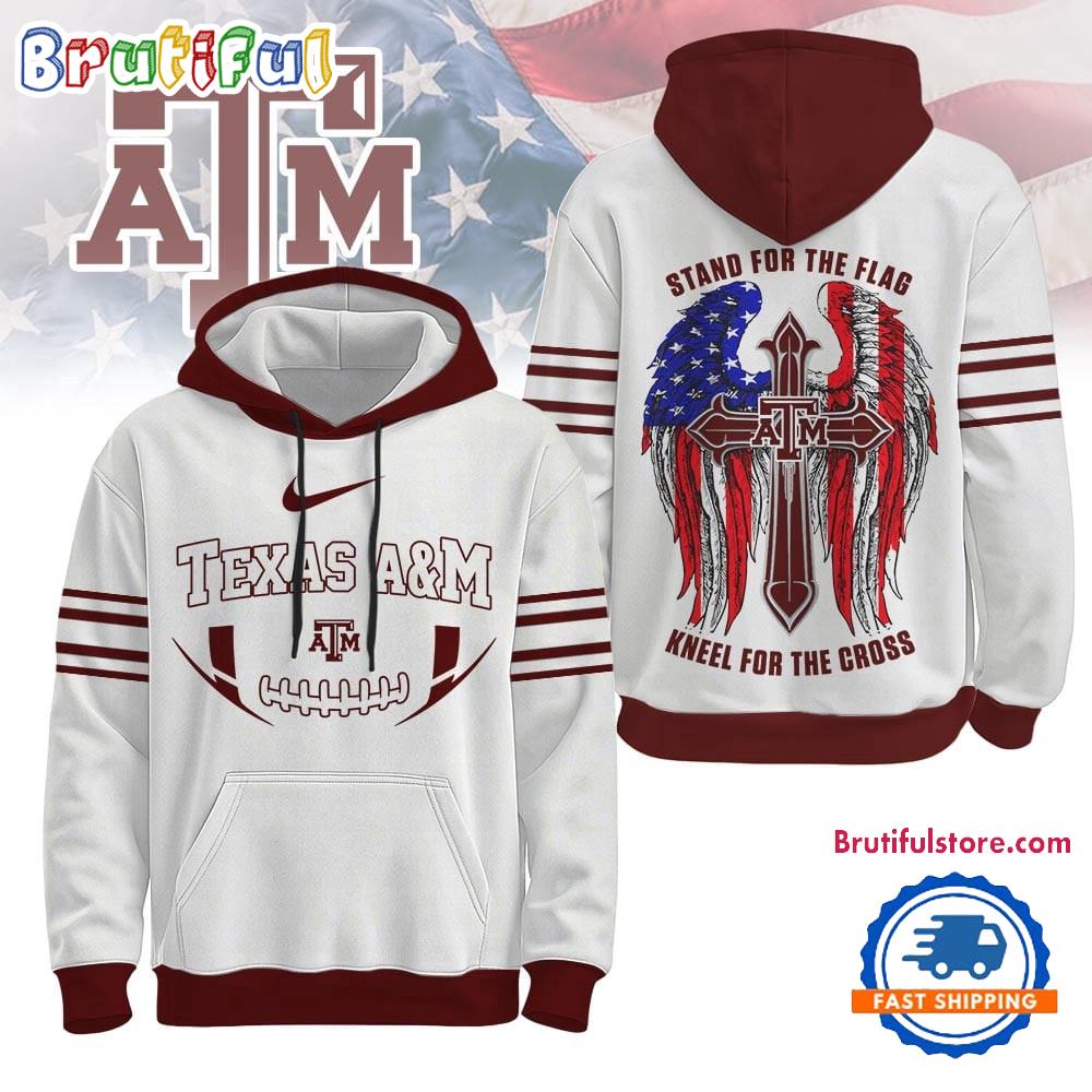 Texas A&M Aggies 2025 NCAA Stand For The Flag Kneel For the Cross Hoodie