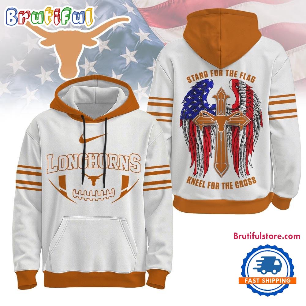 Texas Longhorns 2025 NCAA Stand For The Flag Kneel For the Cross Hoodie