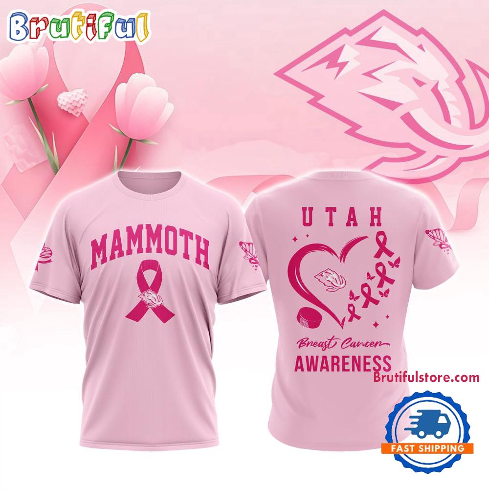 Utah Mammoth 2025 NHL Pink Breast Cancer Awareness All Over Print Shirt
