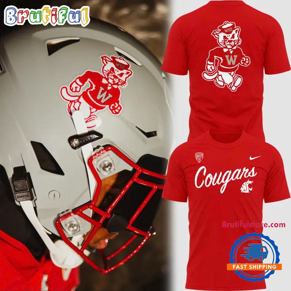 Washington State Cougars 2025 Retro Logo Washington State Football 3D Shirt