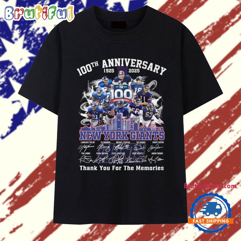 100th Anniversary 1925-2025 New York Giants Thank You For The Memories Vintage T Shirt