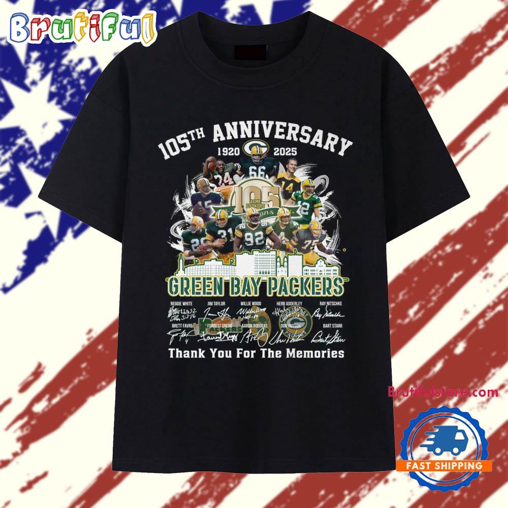 105th Anniversary 1920-2025 Green Bay Packers Thank You For The Memories Vintage T Shirt