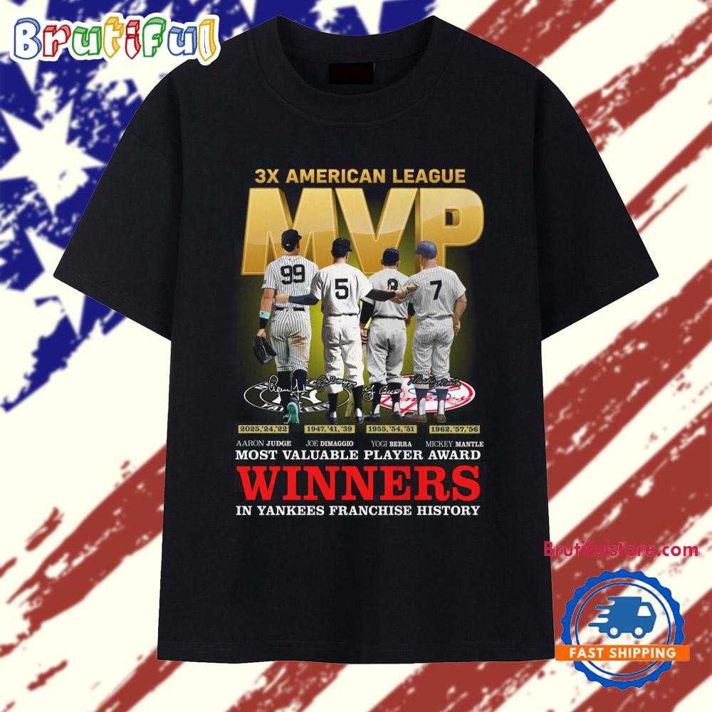 3x American League MVP in NY Yankees Franchise History T Shirt