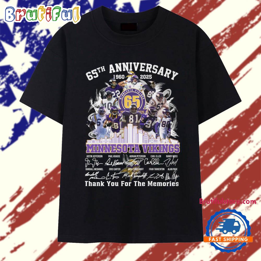 65th Anniversary 1960-2025 Minnesota Vikings Thank You For The Memories Vintage T Shirt