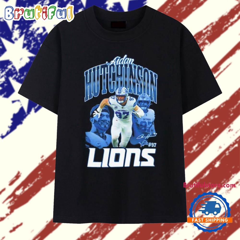 Aidan Hutchinson #97 Detroit Lions Football Player Signature T Shirt