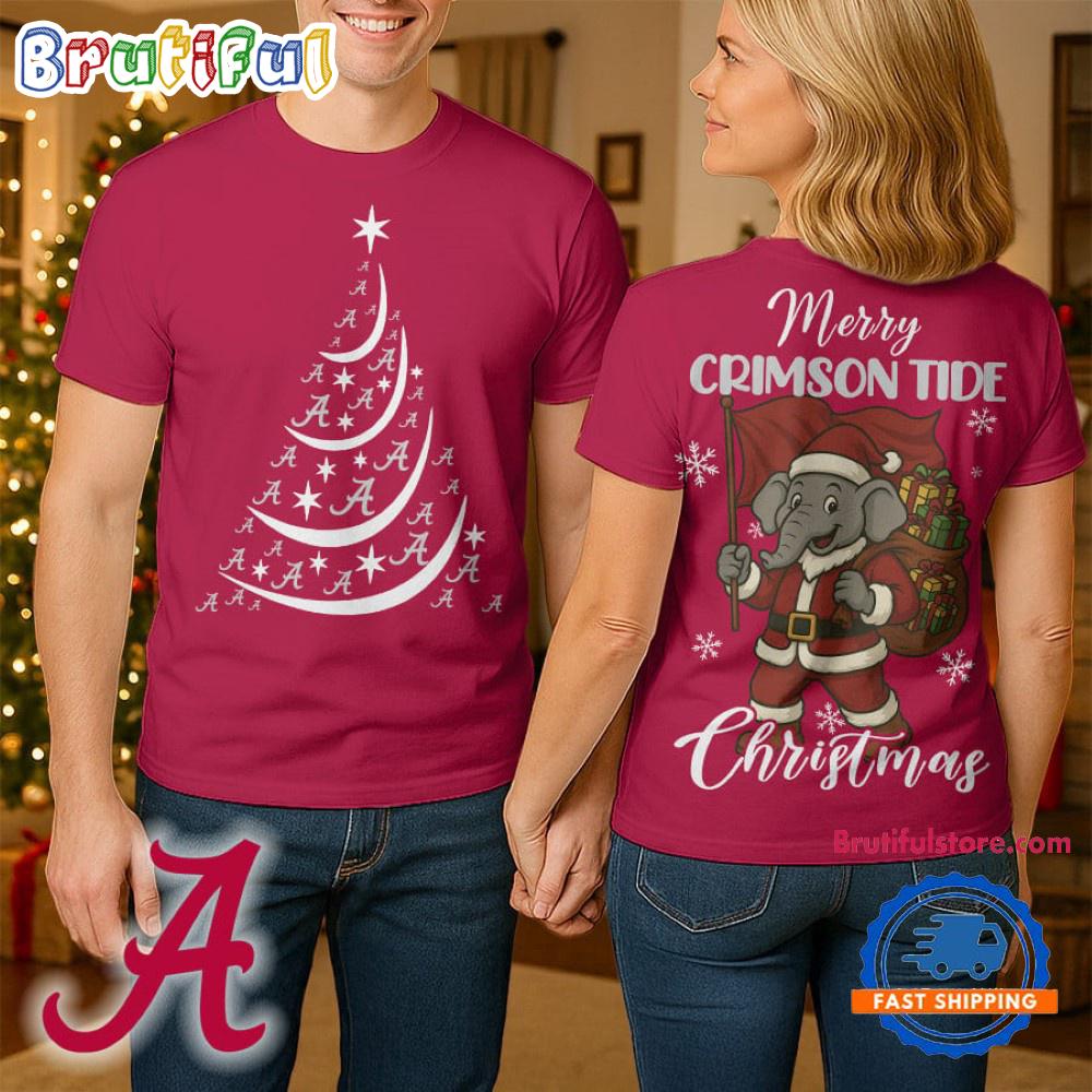 Alabama Crimson Tide 2025 NCAA Merry Christmas Unisex 3D Shirt