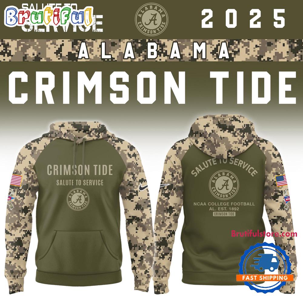 Alabama Crimson Tide 2025 NCAA Salute To Service Limited New Hoodie