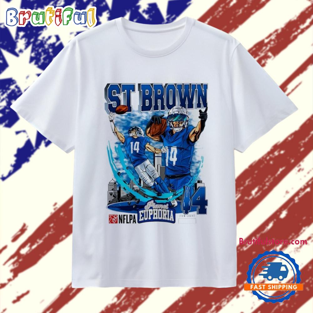 Amon-Ra St Detroit Lions player city skyline graphic T Shirt