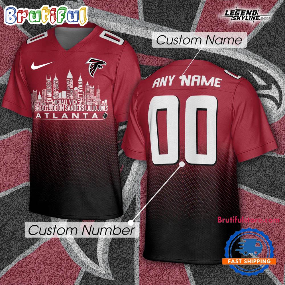 Atlanta Falcons Football Greatest Of All Time Team Legends Atlanta City Skyline Jersey Shirt