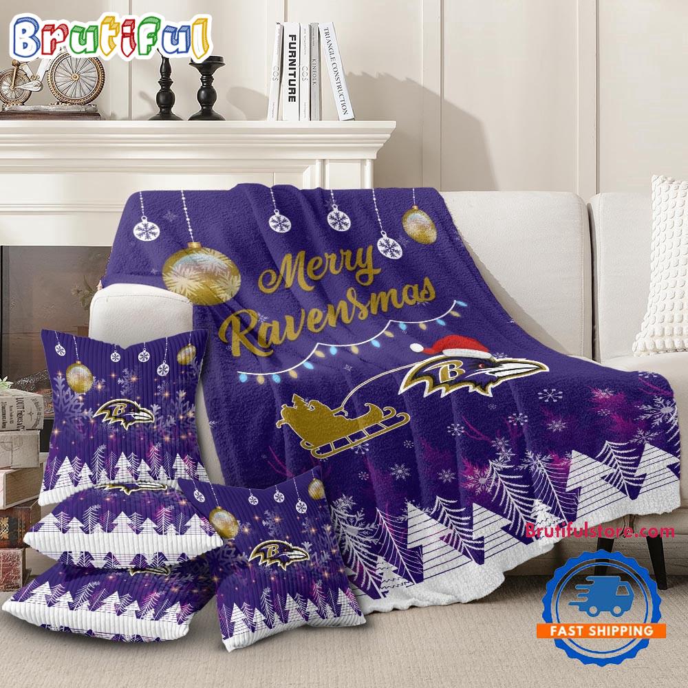 Baltimore Ravens 2025 NFL Christmas Fleece Blanket, Football Limited Edition Blanket