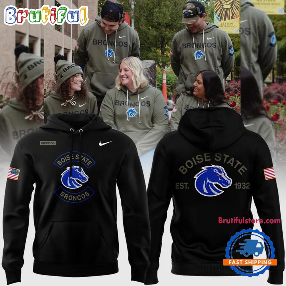 Boise State Broncos Football x Military Appreciation 2025 Black Hoodie Shirt