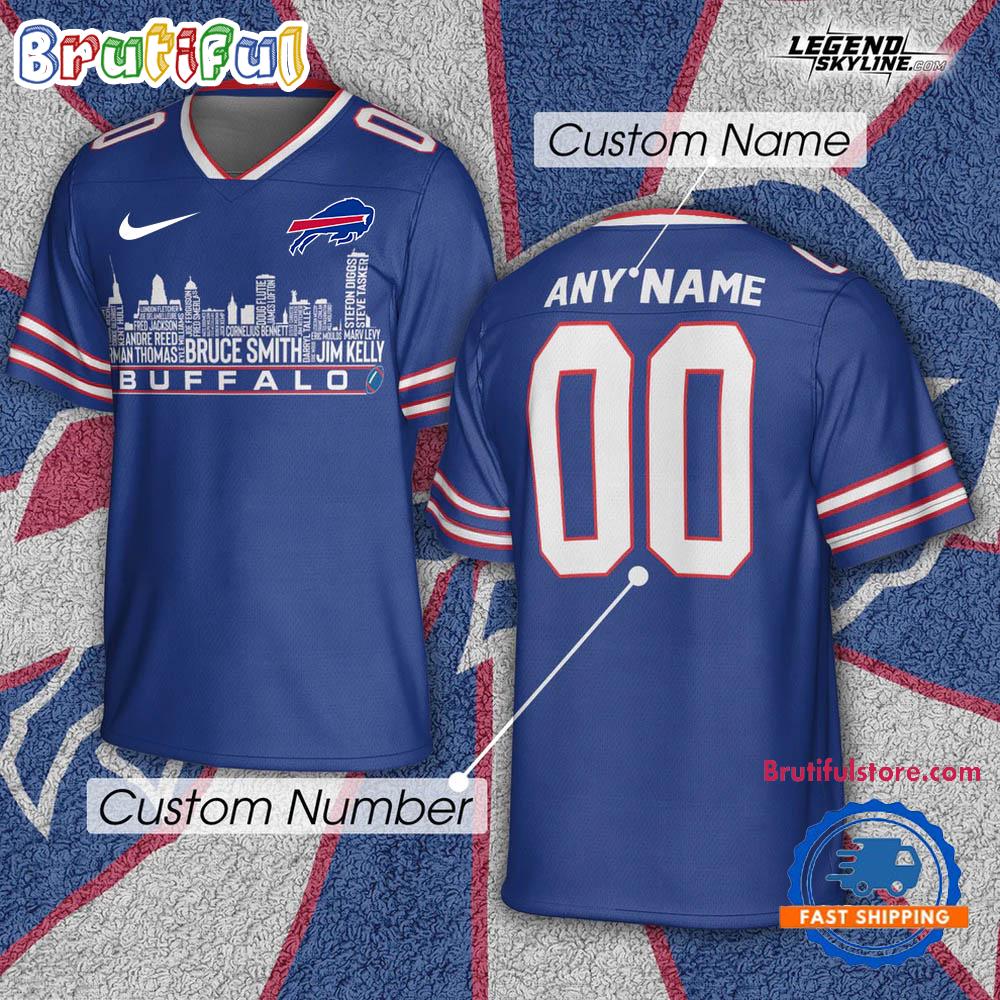 Buffalo Bills Football Greatest Of All Time Team Legends Buffalo City Skyline Jersey Shirt