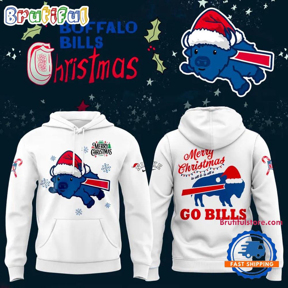 Buffalo Bills Merry Christmas 2025 White Hoodie Shirt