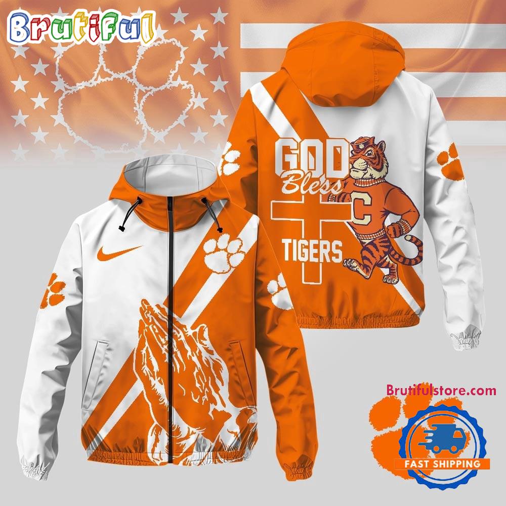 Clemson Tigers 2025 NCAA God Bless My Team Windbreaker Jacket