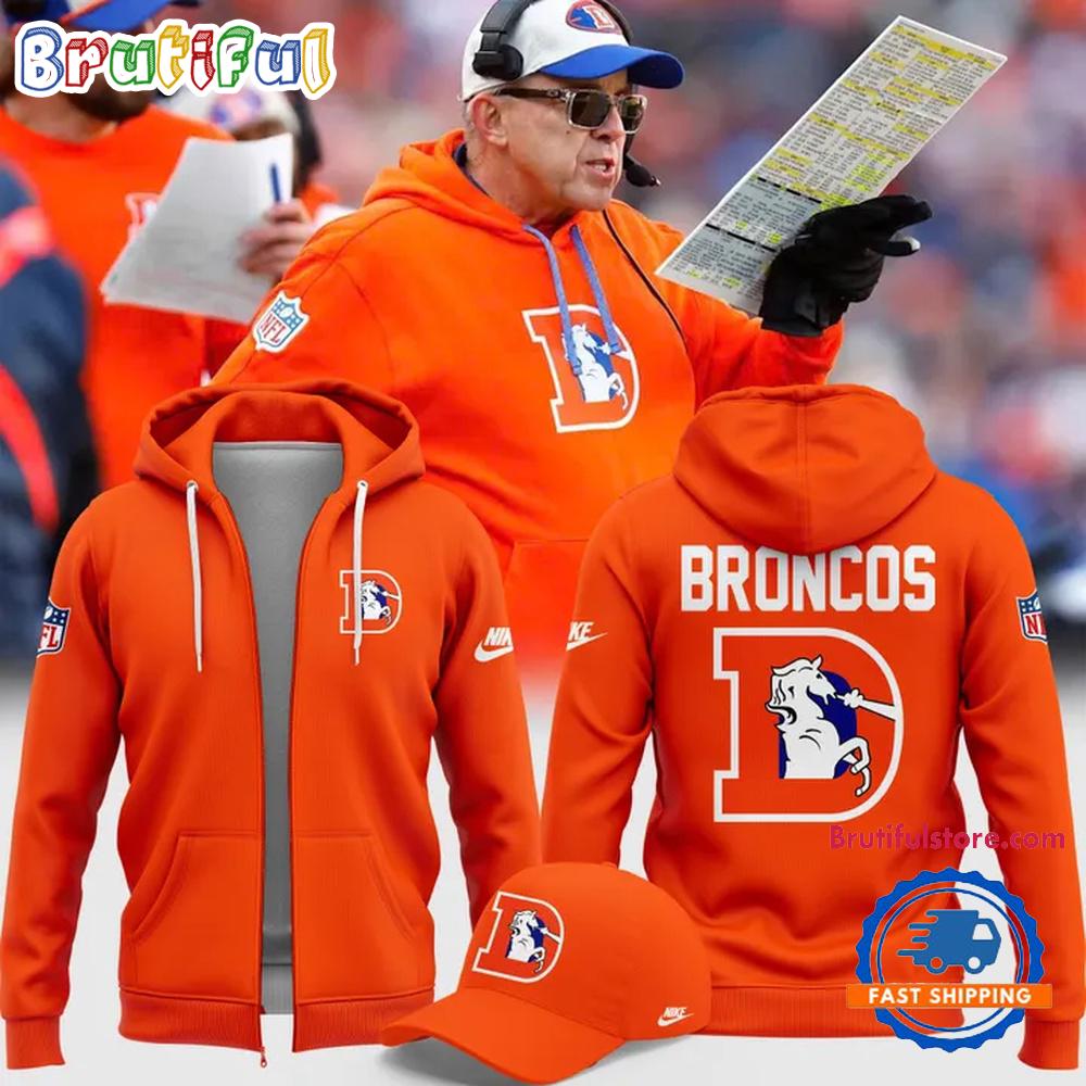 Denver Broncos 2025 NFL Throwback Orange Zipper Hoodie