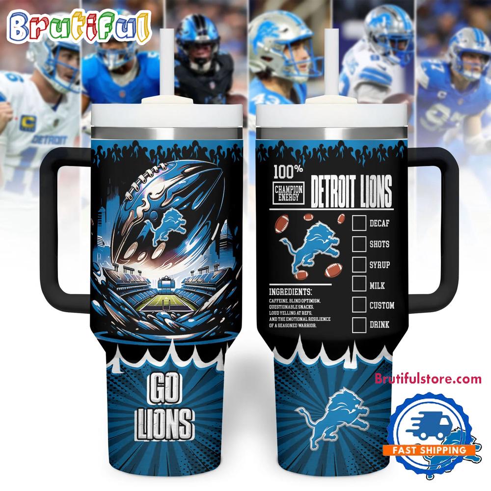 Detroit Lions 2025 NFL Champion Energy Tumbler Handle Cup 40oz