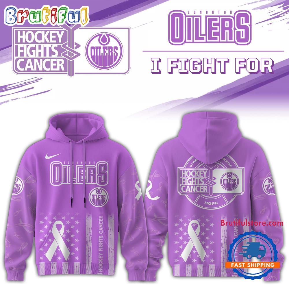 Edmonton Oilers 2025 NHL Hockey Fights Cancer Limited Edition Hoodie Shirt