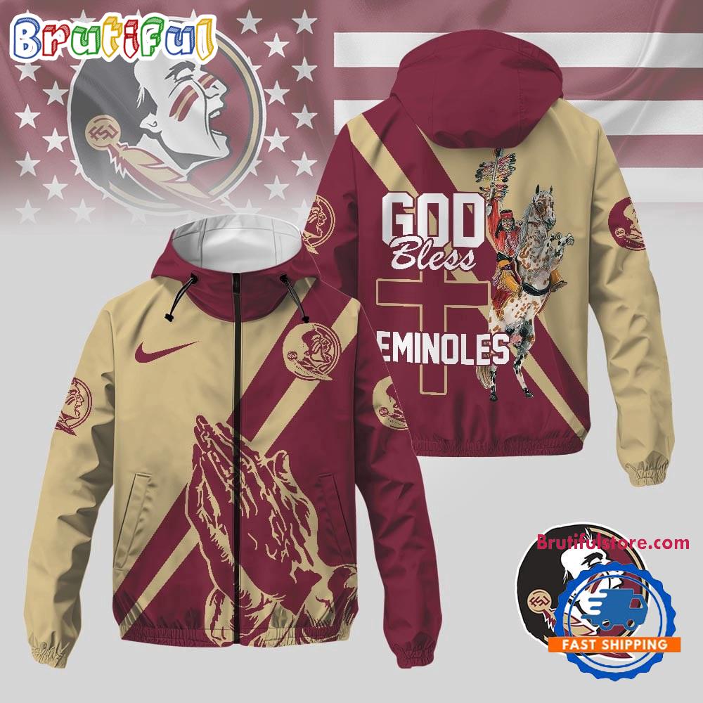 Florida State Seminoles 2025 NCAA God Bless My Team Windbreaker Jacket