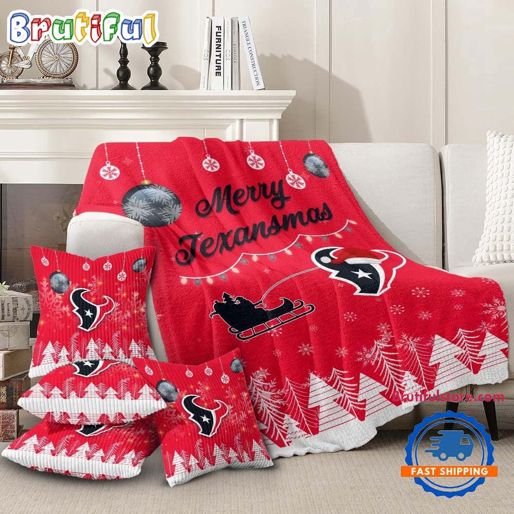 Houston Texans 2025 NFL Christmas Fleece Blanket, Football Limited Edition Blanket