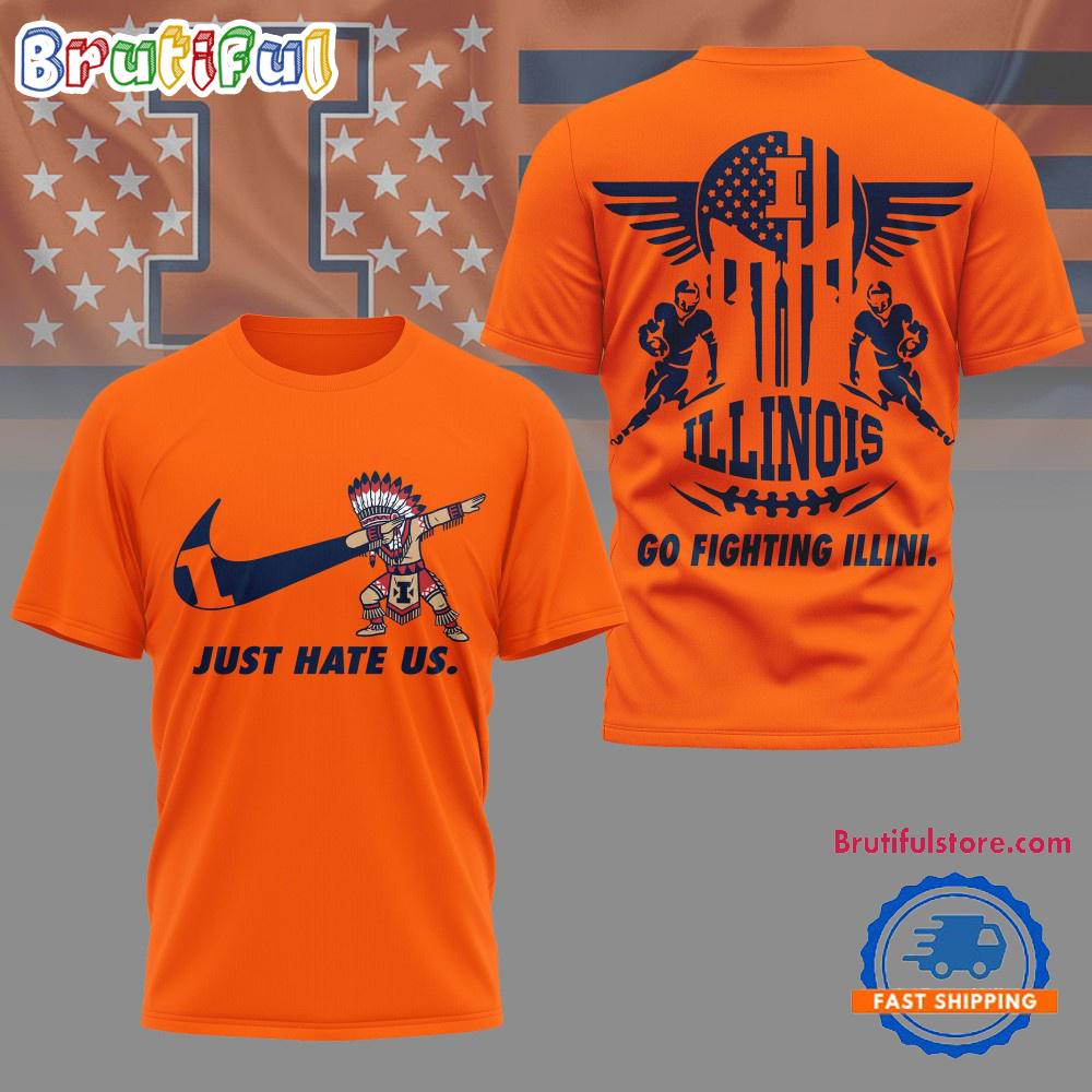 Illinois Fighting Illini 2025 NCAA Just Hate Us Limited 3D Shirt