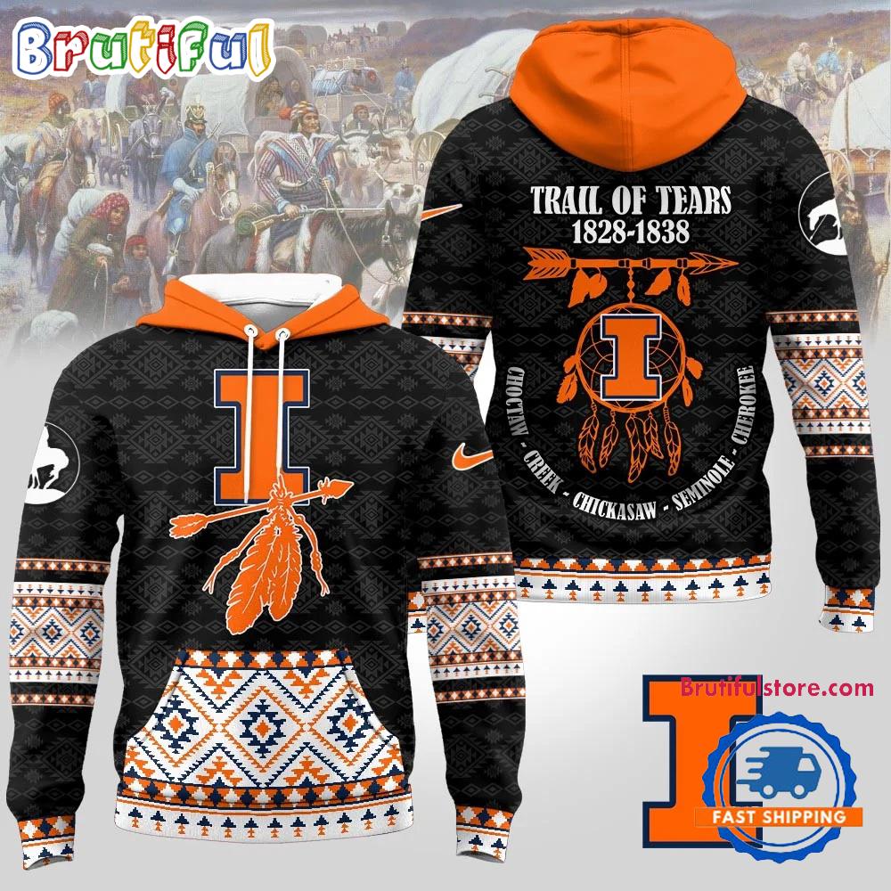 Illinois Fighting Illini NCAA Trail of Tears Awareness 1828-1838 Limited Hoodie Shirt