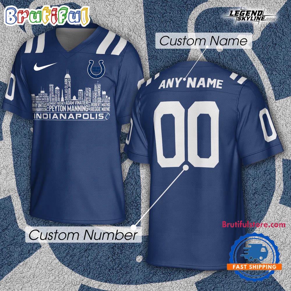 Indianapolis Colts Football Greatest Of All Time Team Legends Indianapolis City Skyline Jersey Shirt