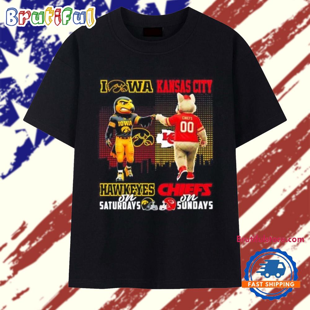 Iowa Hawkeyes on Saturday and Kansas City Chiefs on Sundays mascot T Shirt