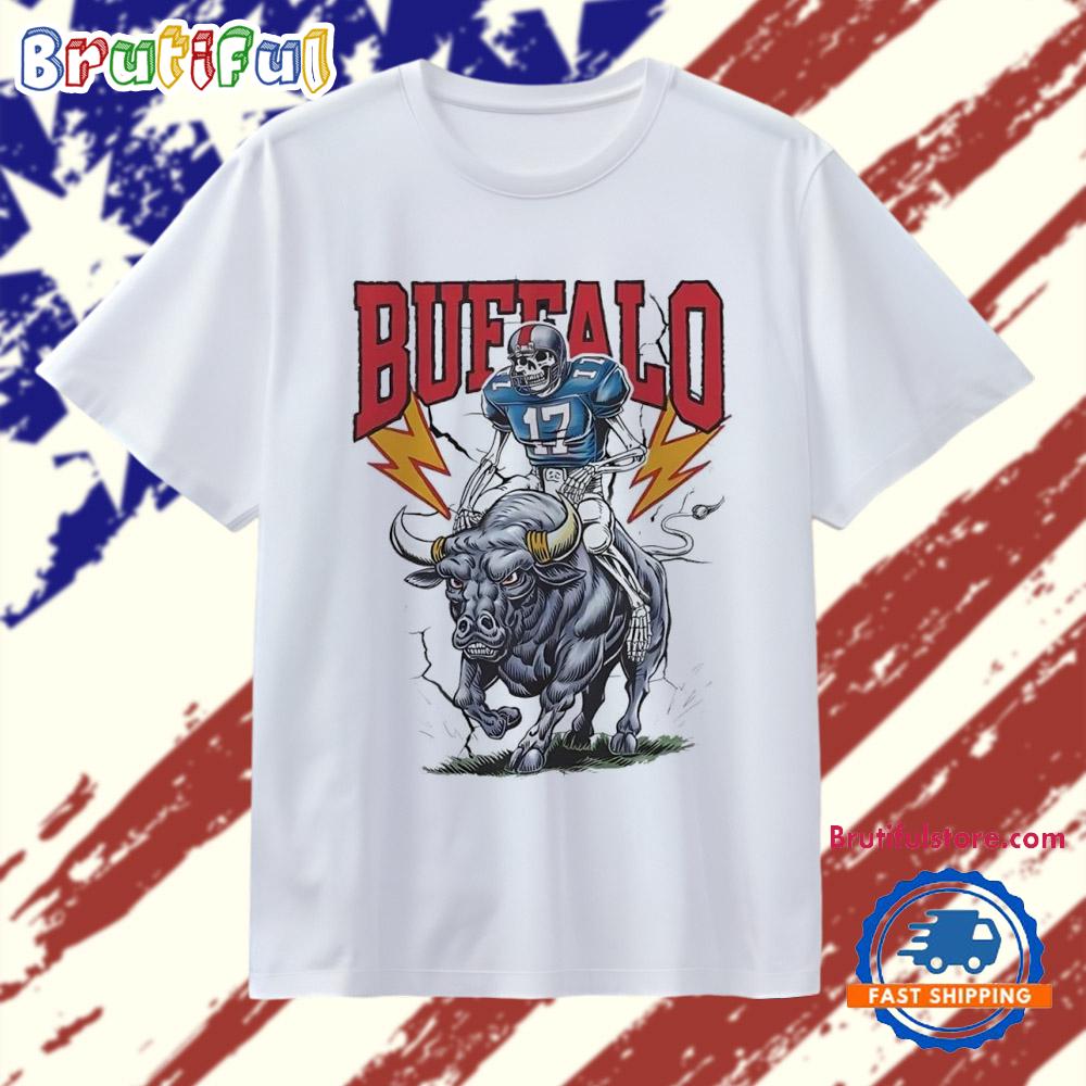 Josh Allen skeleton riding Buffalo Bills lightnings T Shirt