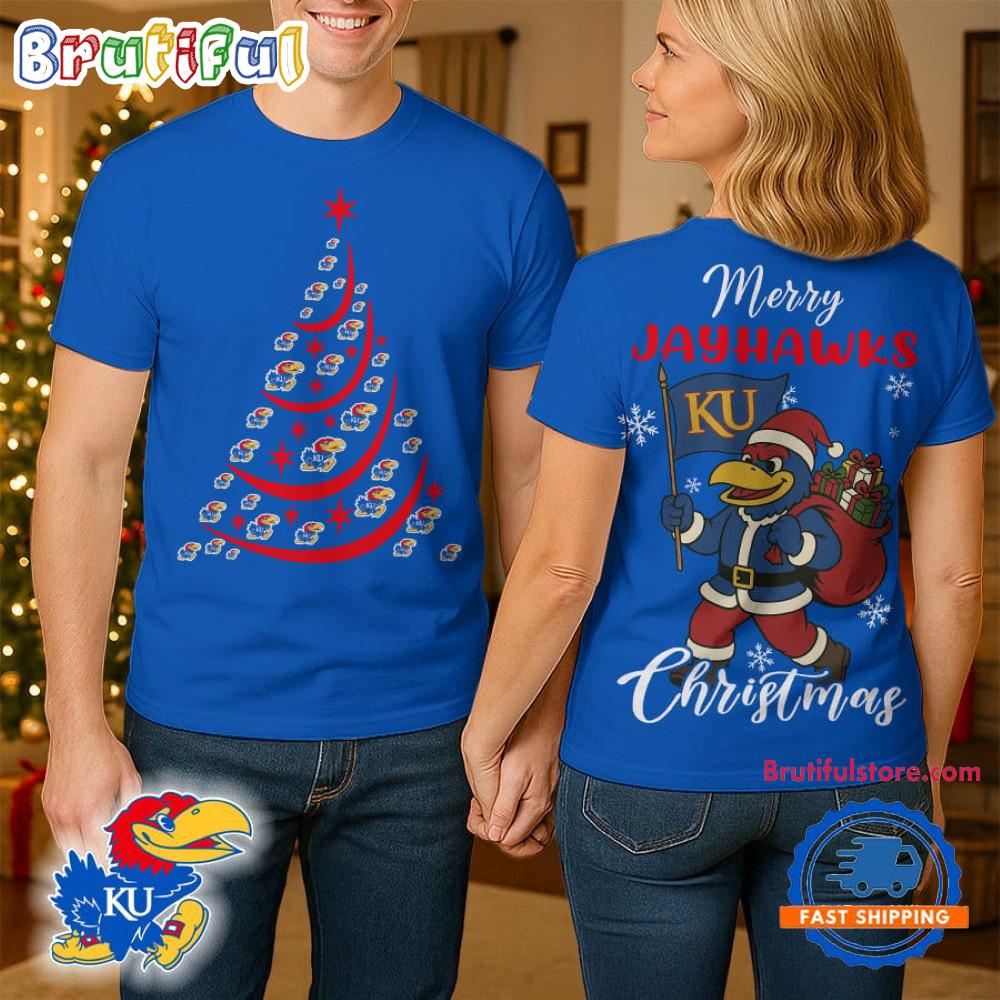 Kansas Jayhawks 2025 NCAA Merry Christmas Unisex 3D Shirt