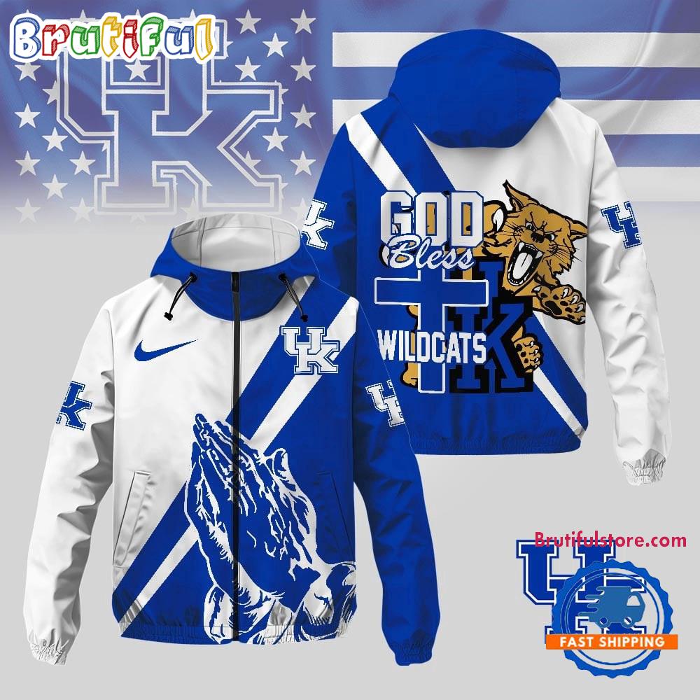 Kentucky Wildcats 2025 NCAA God Bless My Team Windbreaker Jacket