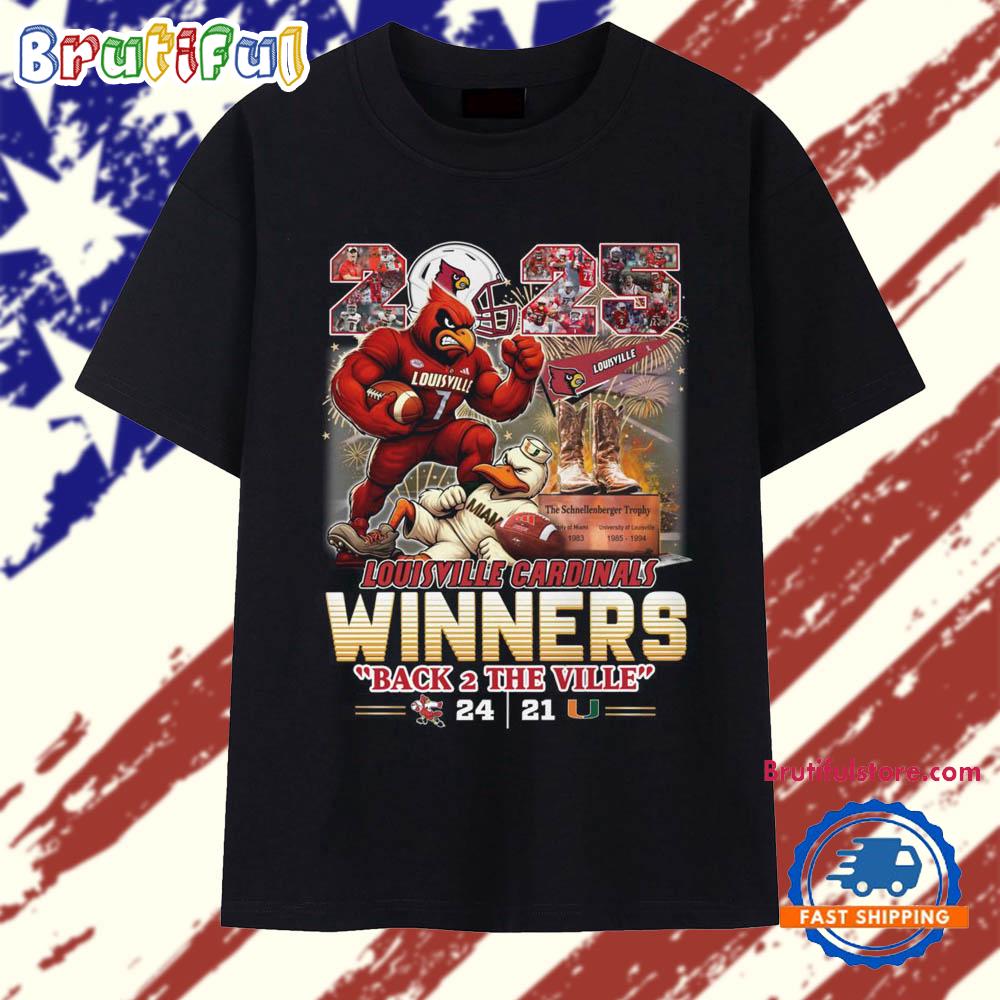 Louisville Cardinals 2025 Back 2 The Ville Winners T Shirt