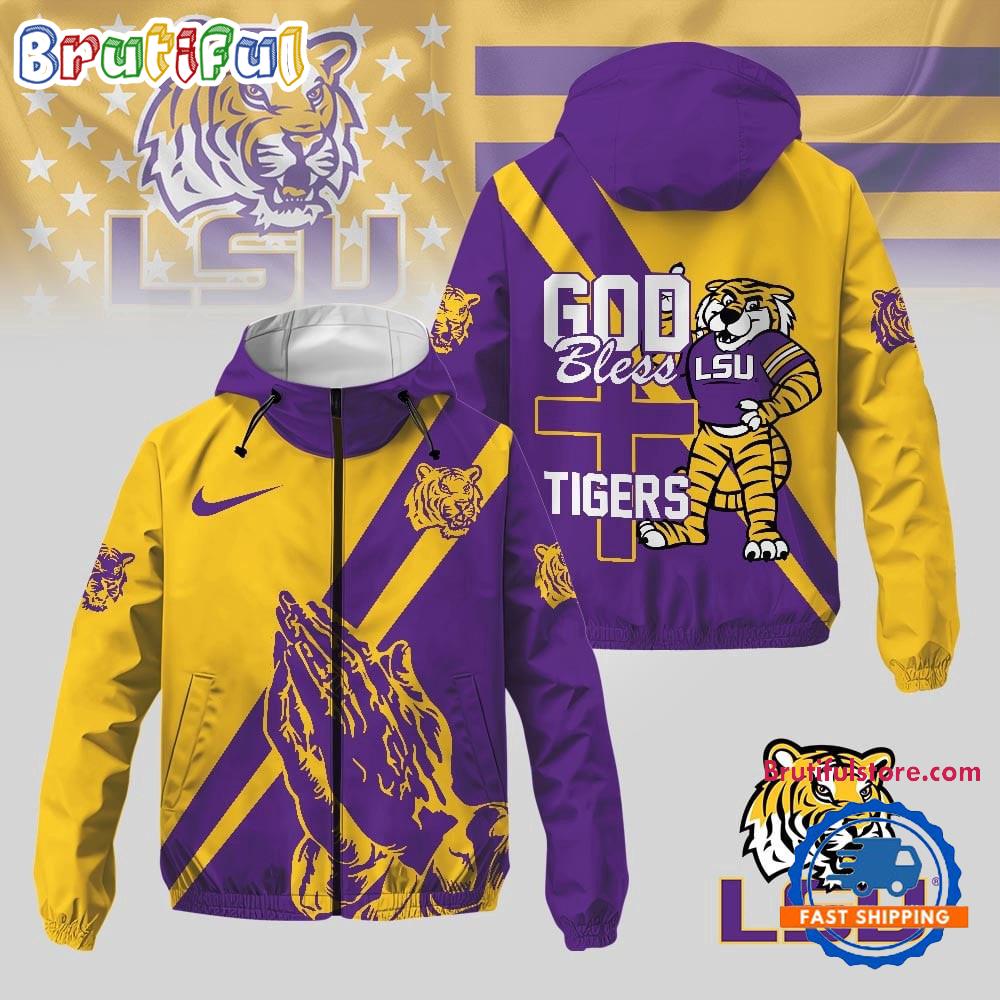 LSU Tigers 2025 NCAA God Bless My Team Windbreaker Jacket