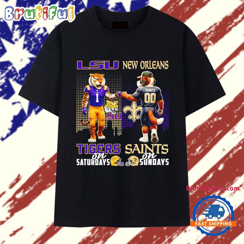 LSU Tigers on Saturday and New Orleans Saints on Sundays mascot T Shirt