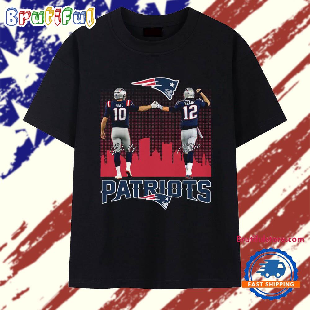 Maye And Brady Patriots Graphic Signature 2025 T Shirt