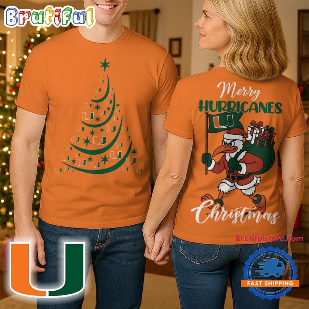 Miami Hurricanes 2025 NCAA Merry Christmas Unisex 3D Shirt