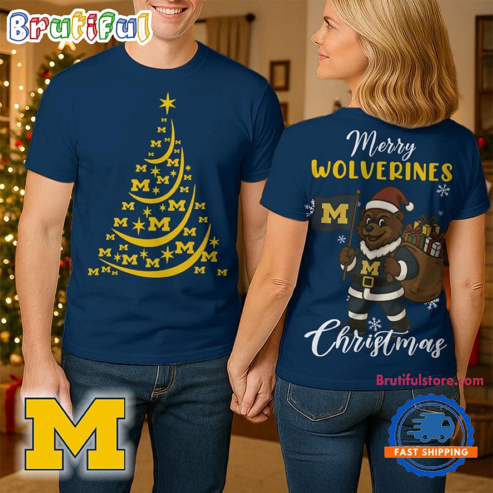 Michigan Wolverines 2025 NCAA Merry Christmas Unisex 3D Shirt