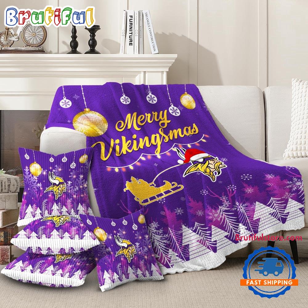 Minnesota Vikings 2025 NFL Christmas Fleece Blanket, Football Limited Edition Blanket