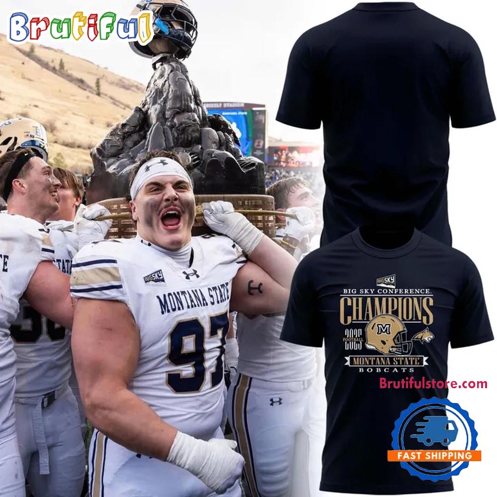 Montana State Bobcats Football 2025 Big Sky Conference Champions Limited 3D Shirt