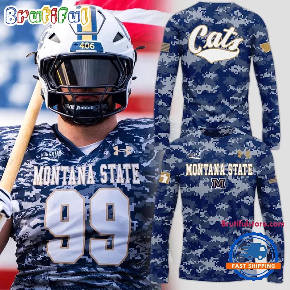 Montana State Bobcats Football 2025 Salute to Service Long Sleeve Shirt