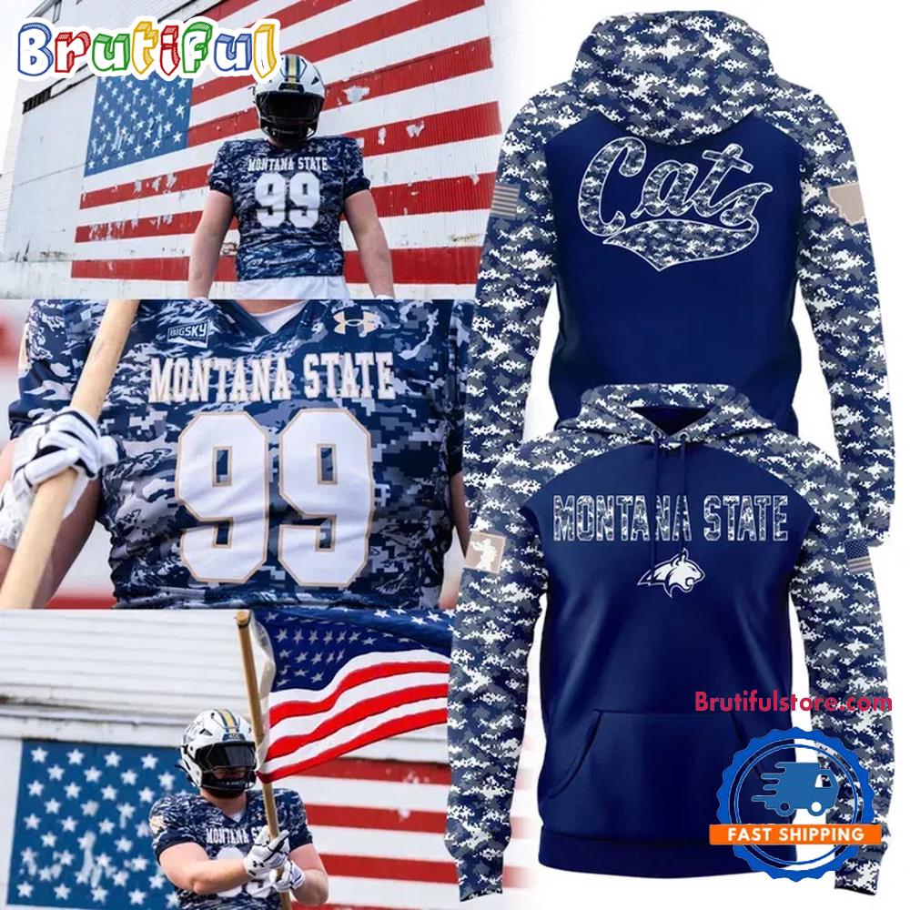 Montana State Bobcats Football Camo 2025 Salute to Service Limited Hoodie Shirt