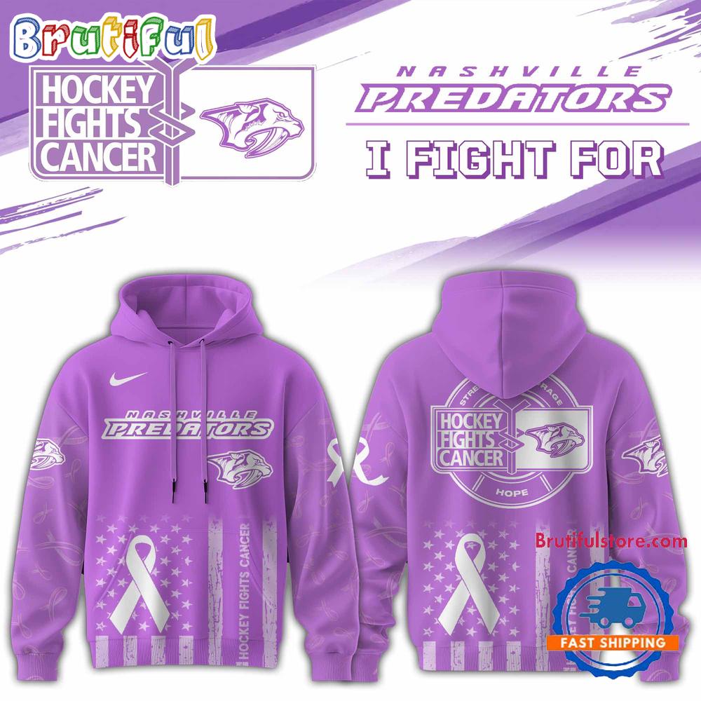 Nashville Predators 2025 NHL Hockey Fights Cancer Limited Edition Hoodie Shirt