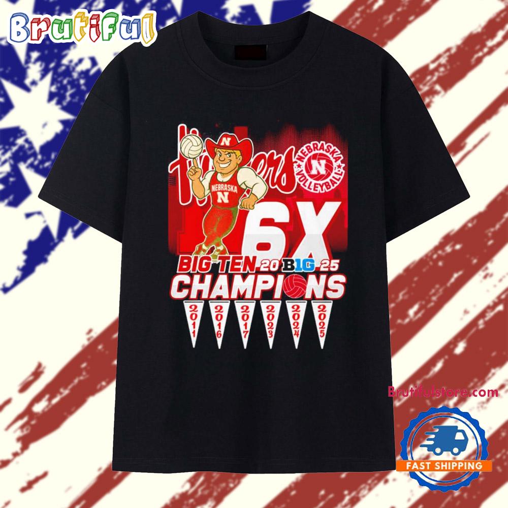 Nebraska Cornhuskers volleyball 6x Big Ten Champions 2025 T Shirt