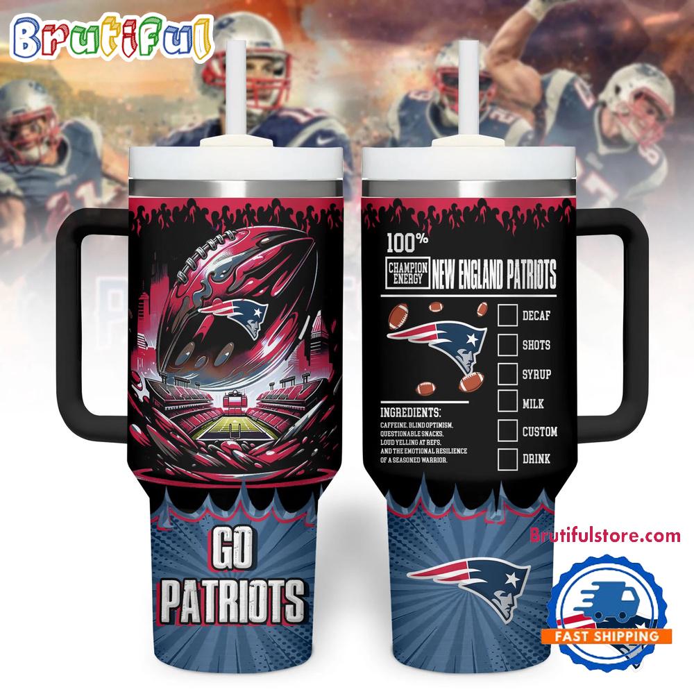 New England Patriots 2025 NFL Champion Energy Tumbler Handle Cup 40oz